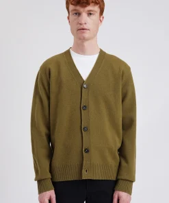 KNITWEAR^Norse Projects Norse Standard Merino Lambswool Cardigan Sitka Green