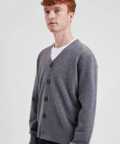 KNITWEAR^Norse Projects Norse Standard Merino Lambswool Cardigan Grey Melange