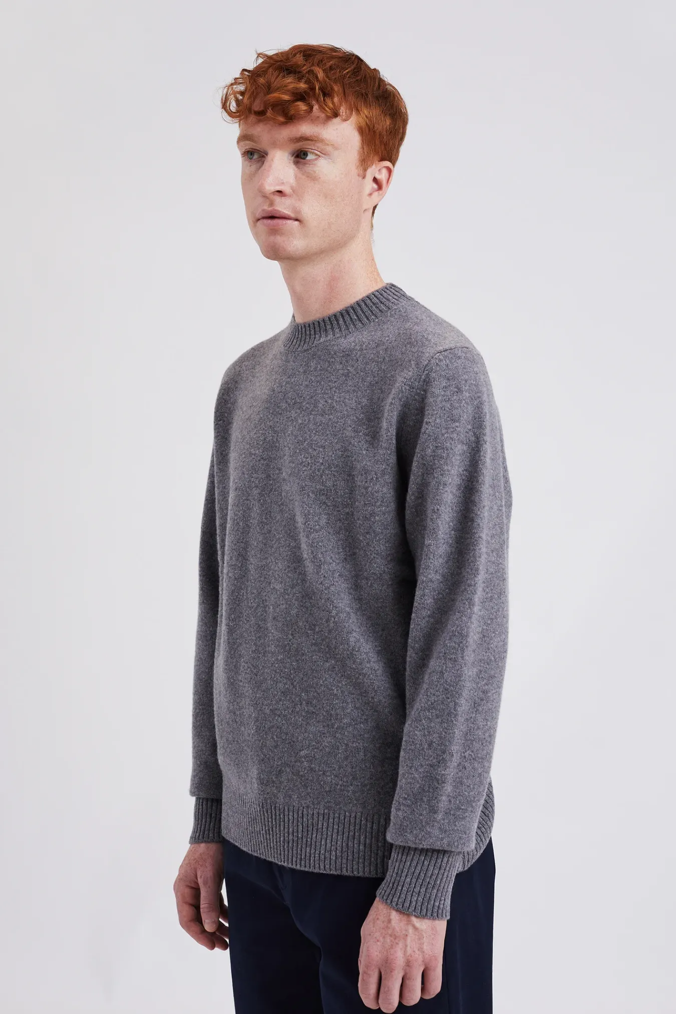 KNITWEAR^Norse Projects Norse Standard Merino Lambswool Sweater Grey Melange