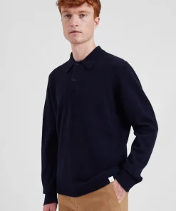 KNITWEAR^Norse Projects Norse Standard Merino Lambswool Polo Dark Navy