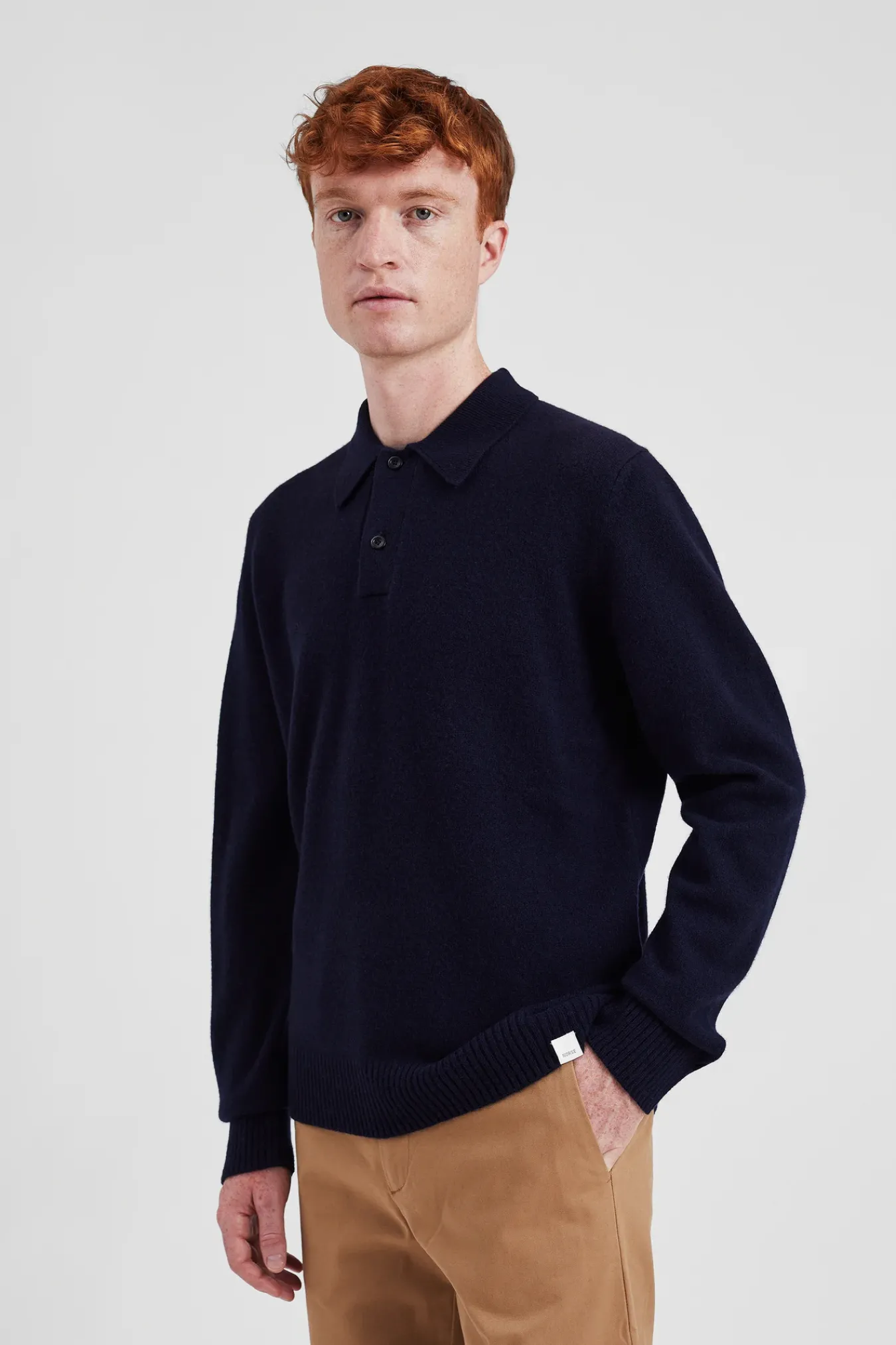 KNITWEAR^Norse Projects Norse Standard Merino Lambswool Polo Dark Navy