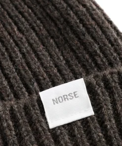 BEANIES^Norse Projects Norse Standard Merino Lambswool Beanie Heathland Brown