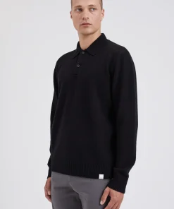 KNITWEAR^Norse Projects Norse Standard Merino Lambswool Polo Black