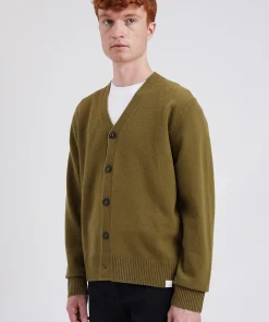 KNITWEAR^Norse Projects Norse Standard Merino Lambswool Cardigan Sitka Green