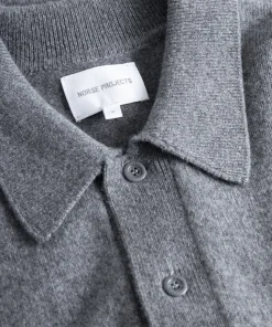 KNITWEAR^Norse Projects Norse Standard Merino Lambswool Polo Grey Melange