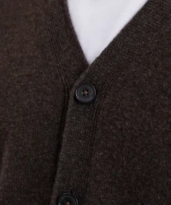 KNITWEAR^Norse Projects Norse Standard Merino Lambswool Cardigan Heathland Brown