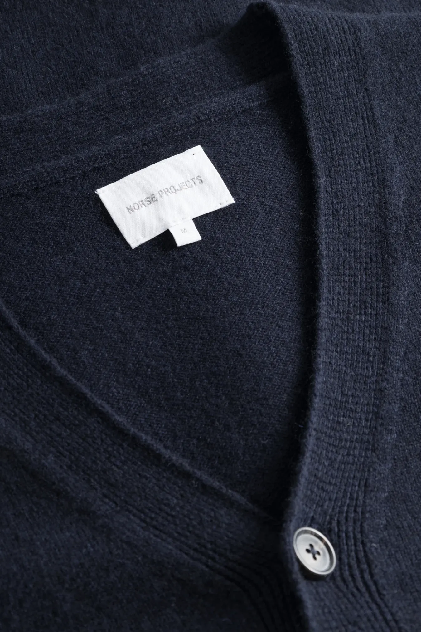 KNITWEAR^Norse Projects Norse Standard Merino Lambswool Cardigan Dark Navy