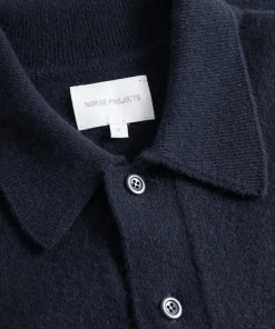 KNITWEAR^Norse Projects Norse Standard Merino Lambswool Polo Dark Navy