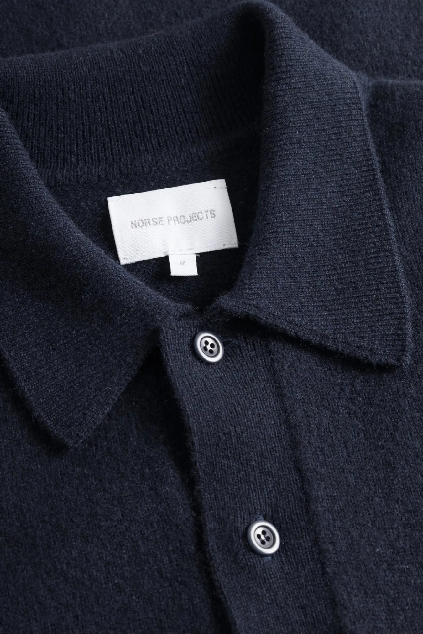 KNITWEAR^Norse Projects Norse Standard Merino Lambswool Polo Dark Navy