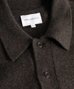 KNITWEAR^Norse Projects Norse Standard Merino Lambswool Polo Heathland Brown