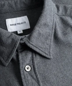 SHIRTING^Norse Projects Osvald Flannel Shirt Charcoal Melange