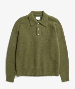 KNITWEAR^Norse Projects Rasmus Relaxed Brushed Polo Ivy Green