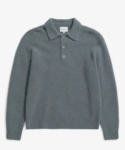 KNITWEAR^Norse Projects Rasmus Relaxed Brushed Polo Mouse Grey