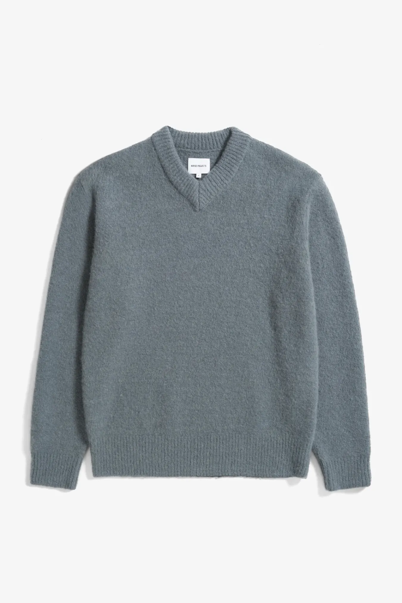 KNITWEAR^Norse Projects Rasmus Relaxed Brushed V-Neck Sweater Mouse Grey