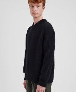 KNITWEAR^Norse Projects Rasmus Relaxed Brushed V-Neck Sweater Black
