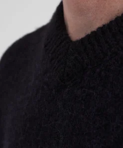 KNITWEAR^Norse Projects Rasmus Relaxed Brushed V-Neck Sweater Black