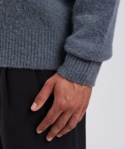 KNITWEAR^Norse Projects Rasmus Relaxed Brushed V-Neck Sweater Mouse Grey