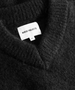 KNITWEAR^Norse Projects Rasmus Relaxed Brushed V-Neck Sweater Black