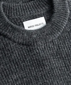 KNITWEAR^Norse Projects Roald Wool Cotton Rib Sweater Dark Grey Melange