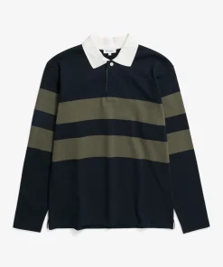 SWEATSHIRTS^Norse Projects Ruben Brushed Stripe LS Polo Dark Navy