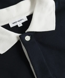 SWEATSHIRTS^Norse Projects Ruben Brushed Stripe LS Polo Dark Navy