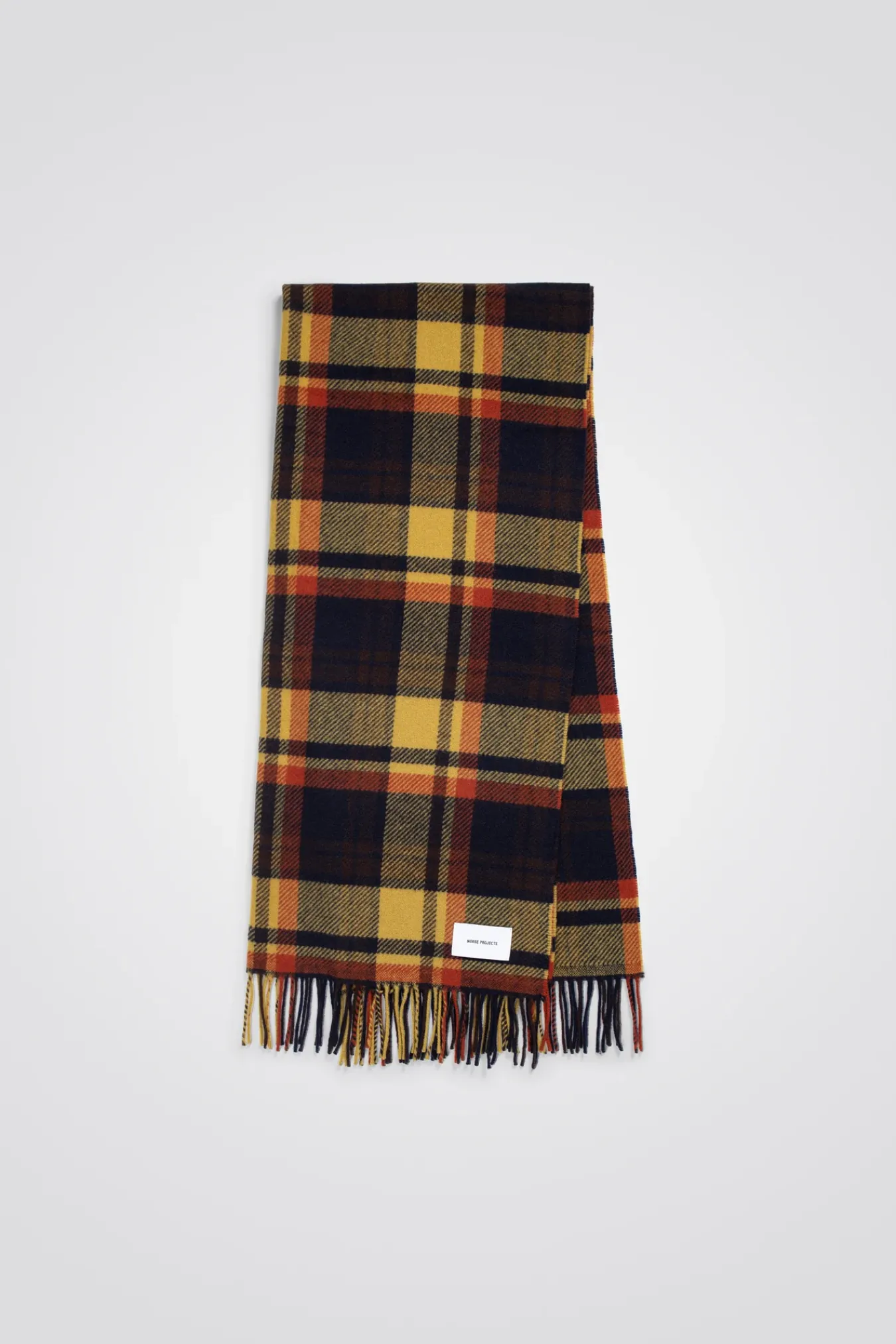 ACCESSORIES^Norse Projects Virgin Wool Checked Scarf Dark Navy