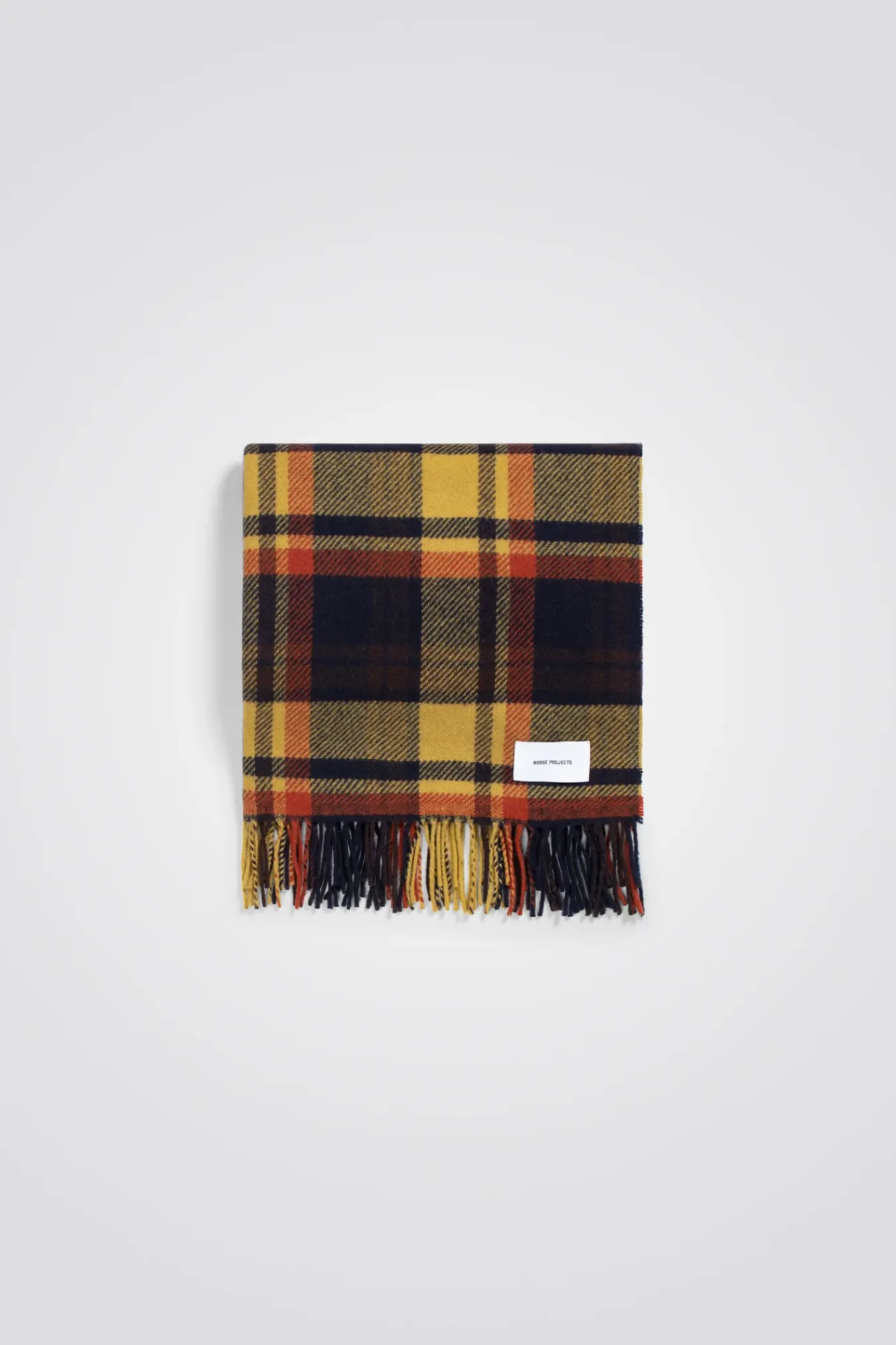 ACCESSORIES^Norse Projects Virgin Wool Checked Scarf Dark Navy