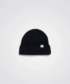 BEANIES^Norse Projects Wool Cotton Rib Beanie Dark Navy